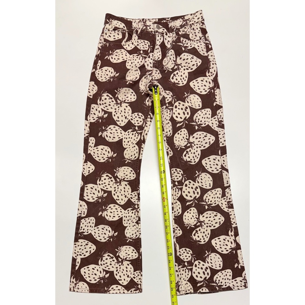 BDG Urban Outfitters 90s Bootcut Strawberry Print Jeans Brown Cream Womens 27